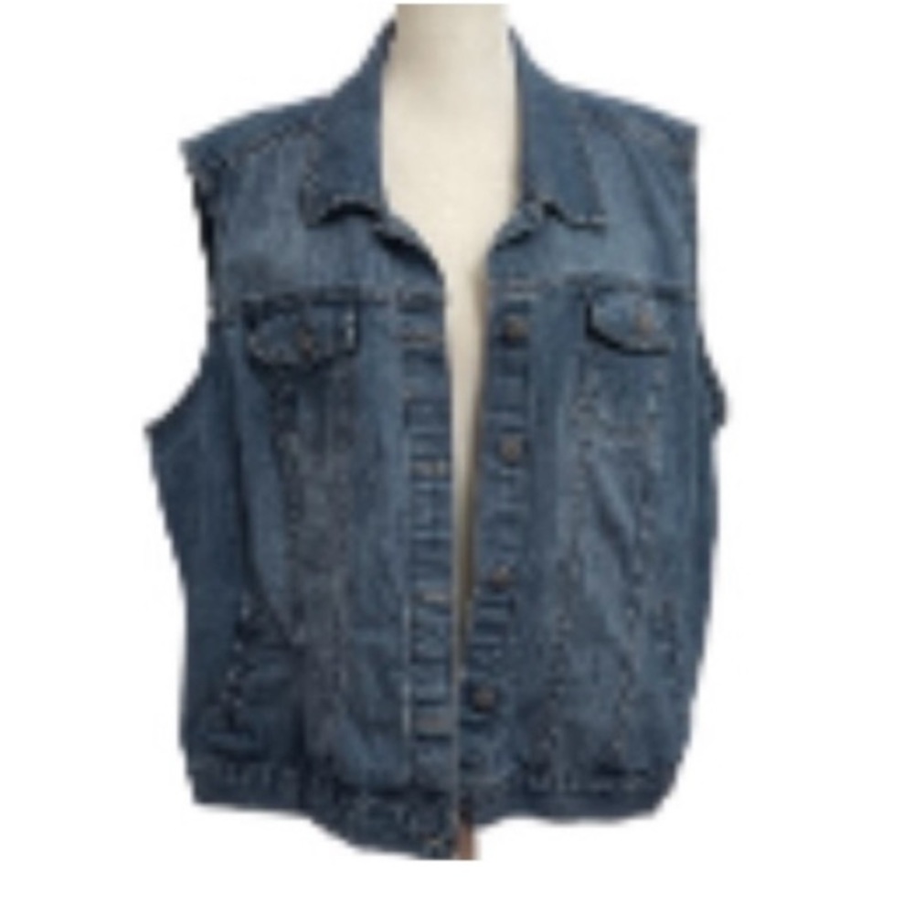 EUC Roz & Ali Sleeveless Denim Vest Plus Size 2X
